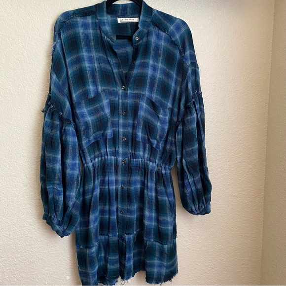 Free People By the Way Plaid Minidress XS oversized - Picture 5 of 13